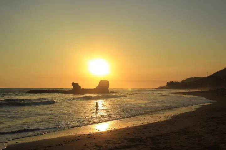 Sunset on El Tunco beach, El Salvador.