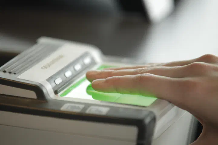 Europe Travel. Passport control with Visa Information System (VIS).