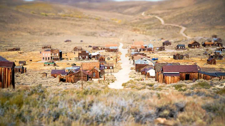 A panoramic view of Bodie ghost town.