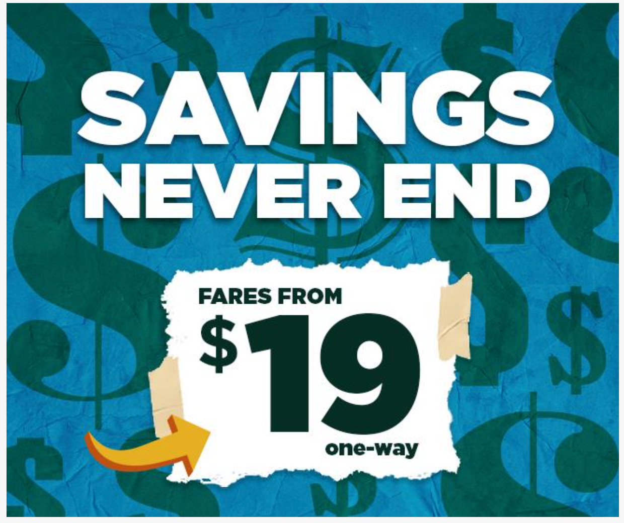 Frontier Savings Never End Sale: Flights from $19!